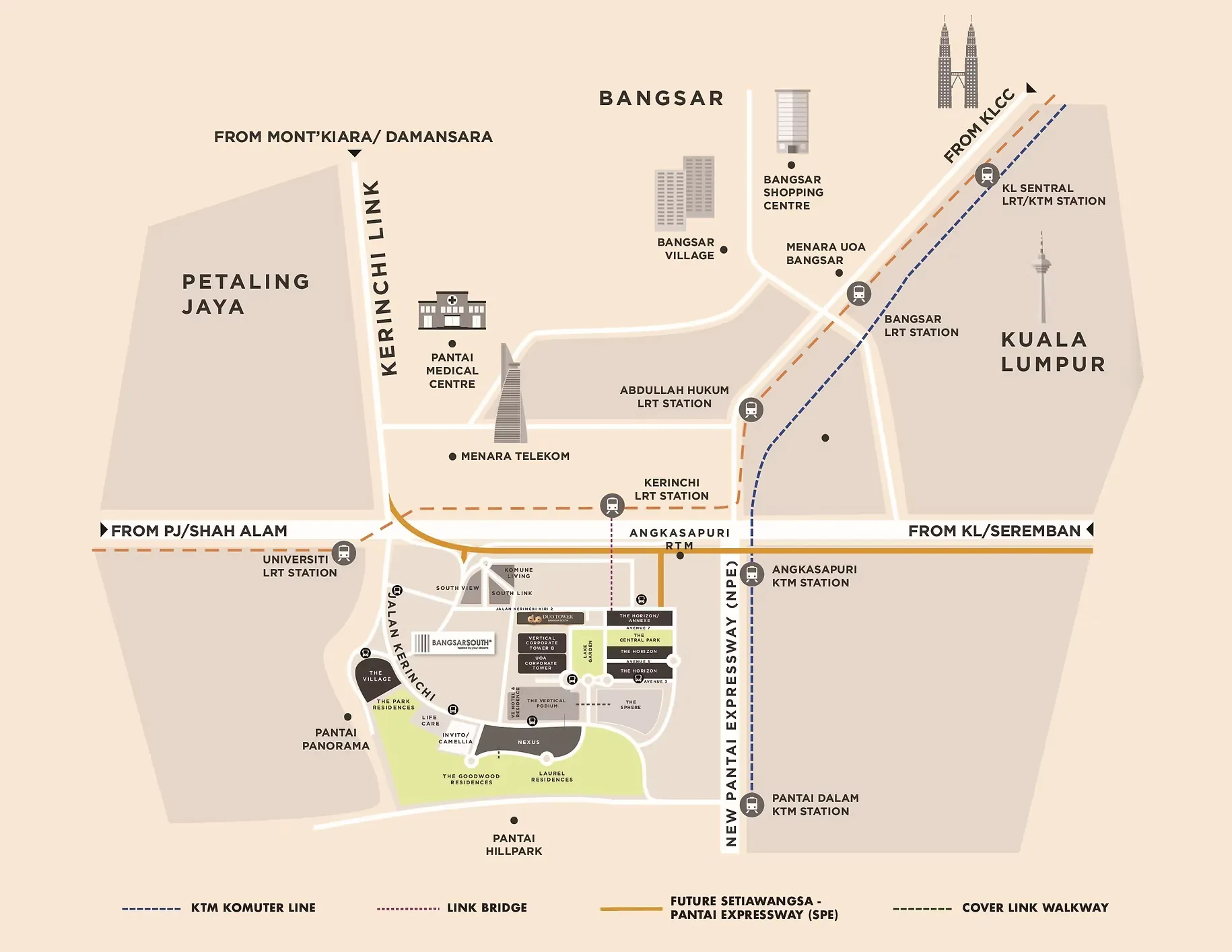 Duo Tower location map - Grade A Office in Bangsar South KL